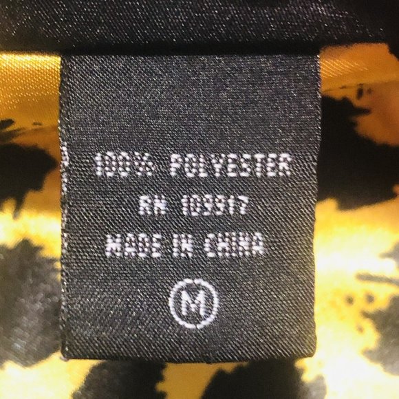 PajamaGram Company Gold Satin Leopard Print Button Up Pajama Top Women Medium - Picture 9 of 12